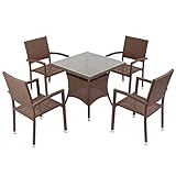 人工ラタンチェア4脚 四角テーブル1台 5点セット 強化ガラス ウォールナット 籐 肘掛け付き 家具 ファニチャー インテリア スタッキングチェア リビング chair 椅子 南国 アジアン バリ風 