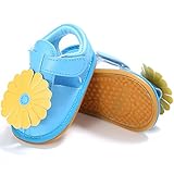 PUERI ファーストシューズ　ベビーサンダル　プラスチック靴底　お花 愛い　歩行練習 女の子　幼児　春夏（0-18ヶ月） (S, ブルー)
