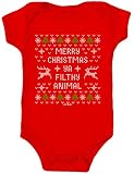 Daft Baby醜いクリスマスセーターOnesie赤ちゃんの最初クリスマス服ボディスーツ カラー: レッド