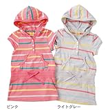 ボーダーフードつきワンピース　ライトグレー　90