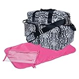 Trend Lab Deluxe Duffle Style Diaper Bag, Midnight Fleur Damask by Trend Lab