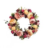 14インチ花花輪手作り人工花柄シルク花輪のフロントドアホーム壁ウェディングデコレーション 14inch BGM-224856