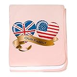 CafePress – ベビー毛布 – イギリスとアメリカデザイン – スーパーソフトベビー毛布、新生児おくるみ ピンク 12638695966832E