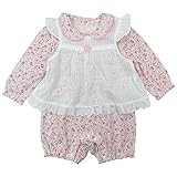 【春物】(日本製) Pample Mousse(パンプルムース) 編み花付きセットロンパース 60cm /PK NO.DP-61512