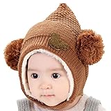 Meilleur reve(メイヤーリーブ)【耳まであたたか＆選べる5色】ベビー キッズ 赤ちゃん 帽子 男の子 女の子 子供 用 ふわふわ キュート 防寒 柔らか ニット 帽 耳あて ハット 出産祝