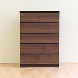 【日本製】北欧風 2色対応 80cm幅5段ハイチェスト 完成品（ブラウン/ナチュラル） (ブラウン)