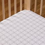 Living Textiles Cotton Poplin Fitted Sheet, Grey Links [並行輸入品]