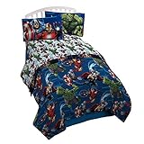 Marvel Avengers Heroic Age Blue/White 3 Piece Twin Sheet Set with Captain America, Thor, Ironman & H