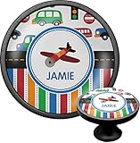 Transportation & Stripesキャビネットノブ(ブラック) ( Personalized )