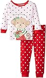 Little Me Baby Girls' Monkey 2 Piece Cotton Pajamas White/Red 18 Months [並行輸入品]