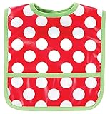 AM PM Kids! Laminated Bib, Red Dots with Green Trim, Small by AM PM Kids!