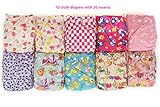 Pocket Cloth Diapers with 20 Inserts (2 Inserts Per Diaper)-girl by Happy Flute