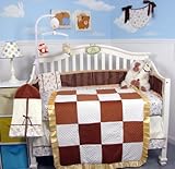 SoHo Brown Minky Chenelle Baby Crib Nursery Bedding Set 14 pcs included Diaper Bag with Changing Pad