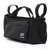 [Paso Ligero] ベビーカー用バッグ ベビーカー ドリンク ホルダー ポケット オーガナイザー (L, Black(黒）)