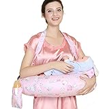 チャミ 授乳クッション 人気 授乳枕 授乳神器 乳児用腰を守る　抱き枕 綿製品 マルチカラー選択可能 カバー付く (小熊ピンク)