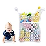 オモチャ収納袋　お風呂ハンモク　多用途　子供玩具　片付けネット　3つのポケット付き　4個吸盤を式　メッシュバッグ　学習収納　子供部屋収納