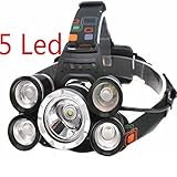 充電式16000lm 5 led Zoomableヘッドライトズームヘッドランプハンティングランプ釣り自転車ライト (銀)