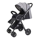 Feemom b型ベビーカー 両対面ベビーカー 軽量 ハイシート コンパクト 片手開閉タイプ (グレー)