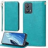 moto g53y 5G / moto g53j 5G / moto g53s 5G ケース モト g53y 手帳型 モト g53j 手帳ケース モト g53s スマホケース モトg53y 携帯カバー ケースカバー 適用 【BonwFzin】 PU レザー ストラップケース ストラップホール付き マグネット フリップ 手帳 カード収納 カード入れ スタンド 落ち着いた色 レトロ ターコイズ