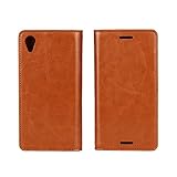 Golikef Sony Xperia X Performance ケース カバー バンパー 手帳型 高級 本革 レザー 色鮮やか レトロ な book case 型 柔らかいシリコンTPUラバーカバ