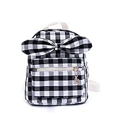 リュックサック　子供用　女の子　かわいい　チェック柄　キャンバス　おしゃれ　ダブルショルダーバッグ　ちょう結び　リボン　カジュアルバッグ