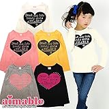 (エマーブル) AIMABLE ハートプリント長袖Tシャツ 140 ライトピンク