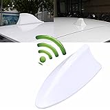 POSSBAY 車 汎用 シャークフィンアンテナ ラジオアンテナ 車載FM/AM 信号増幅器内蔵 両面テープで取り付け BMW風 スタイリッシュ ホワイト