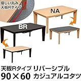 【R形状天板】カジュアルコタツ　R天板　長方形　90×60　BR/NAsk-dck03カラー：ブラウン