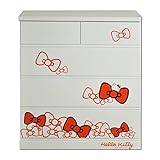 アルファタカバ サンリオ家具 子供部屋リビングに置きたいキティちゃん 80cm幅4段リボンチェスト(ホワイト)