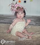 カラフルベビーロンパースクリーム【6-24months(60-95)】☆ナチュラルカラーのクリームが好きというママさん必見★ベビーのスタジオ撮影はコレで決まり！ネックレスやヘッドドレスとの合わせ技のセ