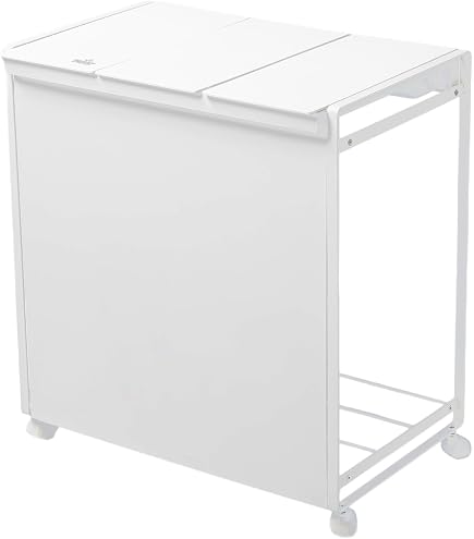 Amazon｜蓋付き 目隠し 分別 ダストワゴン 45L 3分別 ホワイト W76×D44