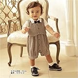 Yoyoshop 男の子 ベビー ロンパース 子供服 出産祝い 入園式 蝶ネクタイ付き 3点セット 90cm