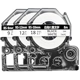 Lopisfa テプラテープ 9mm 12mm 18mm 白地黒文字 互換 キングジム テープカートリッジ テプラPRO 白ラベル セット