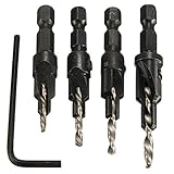 Obecome 4-Piece Countersink Drill Bit Sets with 1/4 Hex Shank Sets,#6 #8 #10 #12 Screw Size [並行輸入品]