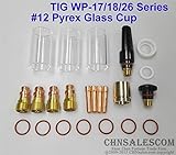 CHNsalescom 23個のtig溶接ずんぐりしたガスレンズ# 12パイレックスカップ42 mmのロング・キットwp-17 / 18 / 26