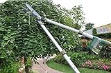 Worth Garden Telescopic Hedge Shear, Extendable Long Reach Clipper, Long Arm Pruning Shears w/ Antir