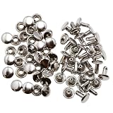 KUKU工房 両面カシメ レザークラフト材料 100組セット (頭8mmｘ足8mm, シルバー)
