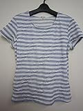 〔ＫＡＺＵ　ＳＴＹＬＥ〕授乳ボーダーガーゼ　Tシャツ 出産後用 日本製 （M　オフ白Ｘ杢サックス）