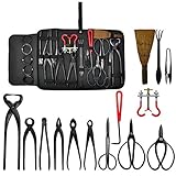 Generic Bonsai Tools Kit 14 piece Carbon Steel Scissor Cutter Shear Wire with Case Garden Plant Tool