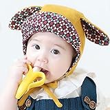 ベビー可愛い帽子 赤ちゃん 女の子 男の子 耳保護付きハット　サンバイザー　キャップ　柔らかい 暖かい かわいい　日よけ　防風・防寒・保温 春 秋 冬　 出産の祝い　誕生日プレゼント 綿布　イエロー/