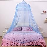 ラウンドフープダブルレースプリンセスベッドキャノピーMosquito NettingフィットCribツインフルqueen9 Style1 ブルー