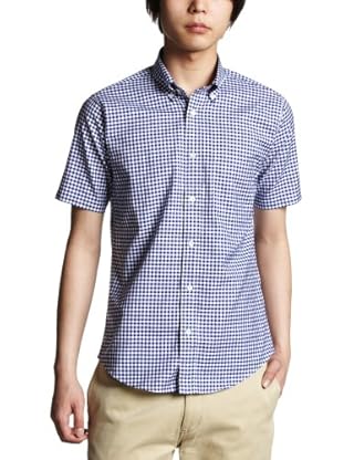 Gingham Short Sleeve Buttondown Shirt 1216-218-0454: Royal