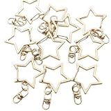 [KUKU工房] 星キーホルダー金具 キーリング 回転カン付き 材料 ハンドメイド 10個セット (ライトゴールド)
