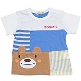 【本体綿100％】2017年 夏物 ZOOMIC ズーミック 天竺 ブロック切替 アップリケ 半袖Ｔシャツ くま◇95cm