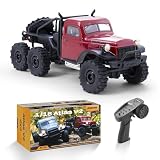 FMS 1/18 アトラスRCクローラーV2、防水6x6全輪駆動RCロッククローラー、LEDライト付き、大人用リアルデザイン (レッド)