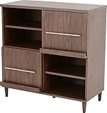 シェルフ ラック サイドボード 見せる、収納 キャビネット 90cm幅 ブラウン