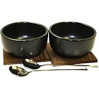 Amazon | 石焼ビビンバ鍋 小 （耐熱陶器）2個セット 木台・スプーン付 ...
