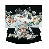 産着 初着 祝い着 男の子 着物 /B8黒・鷹富士刺繍