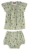 Milkbarn竹コットン半袖ドレスand Bloomer Set"ブルー花柄" 6 – 12月