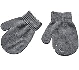 幼児 ベビー ソフト 暖かい手袋　キッズ グローブ 編み ストレッチ ミトン (grey)
